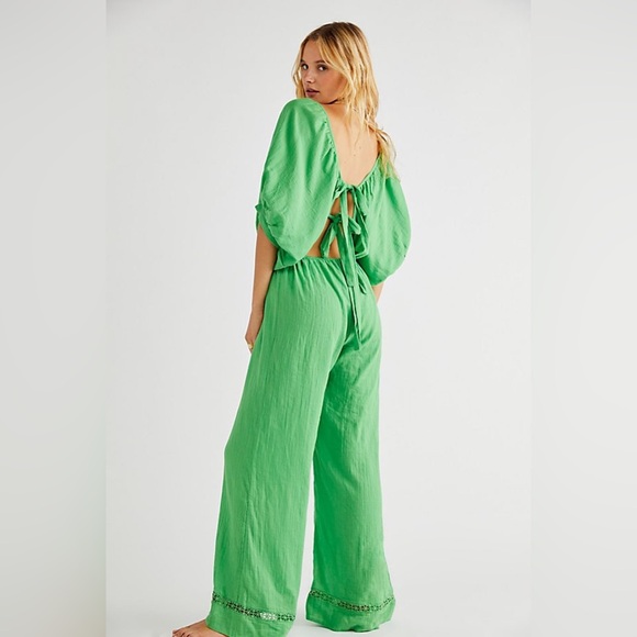 Free People Salerno Jumpsuit Green - Size S - Picture 4 of 8